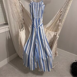 LOFT Blue and White Textured romper